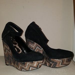 Black Wedge with Sparkly heel